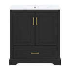 Bathroom Vanity With Sink, 1 Divided Drawer And 2 Soft Close Doors With Double Shelf