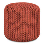 Wynne - Round Knitted Outdoor / Indoor Pouf - Orange