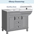 Bathroom Vanity With Top Sink, Basin On Cabinet With 2 Soft Closing Doors And 2 Drawers