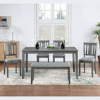 Kitchen Dining Set, Rectangular Dining Table With Upholstered Chairs