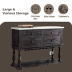 Gerardo - Server - White Marble Top & Weathered Espresso