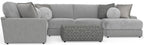Canyon - 4 Piece Sectional With Cuddler Seat Cushions, Included Accent Pillows And Cocktail Ottoman (Right Side Facing Chaise) - Platinum