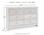Paxberry - Six Drawer Dresser - Medallion Drawer Pulls - Whitewash