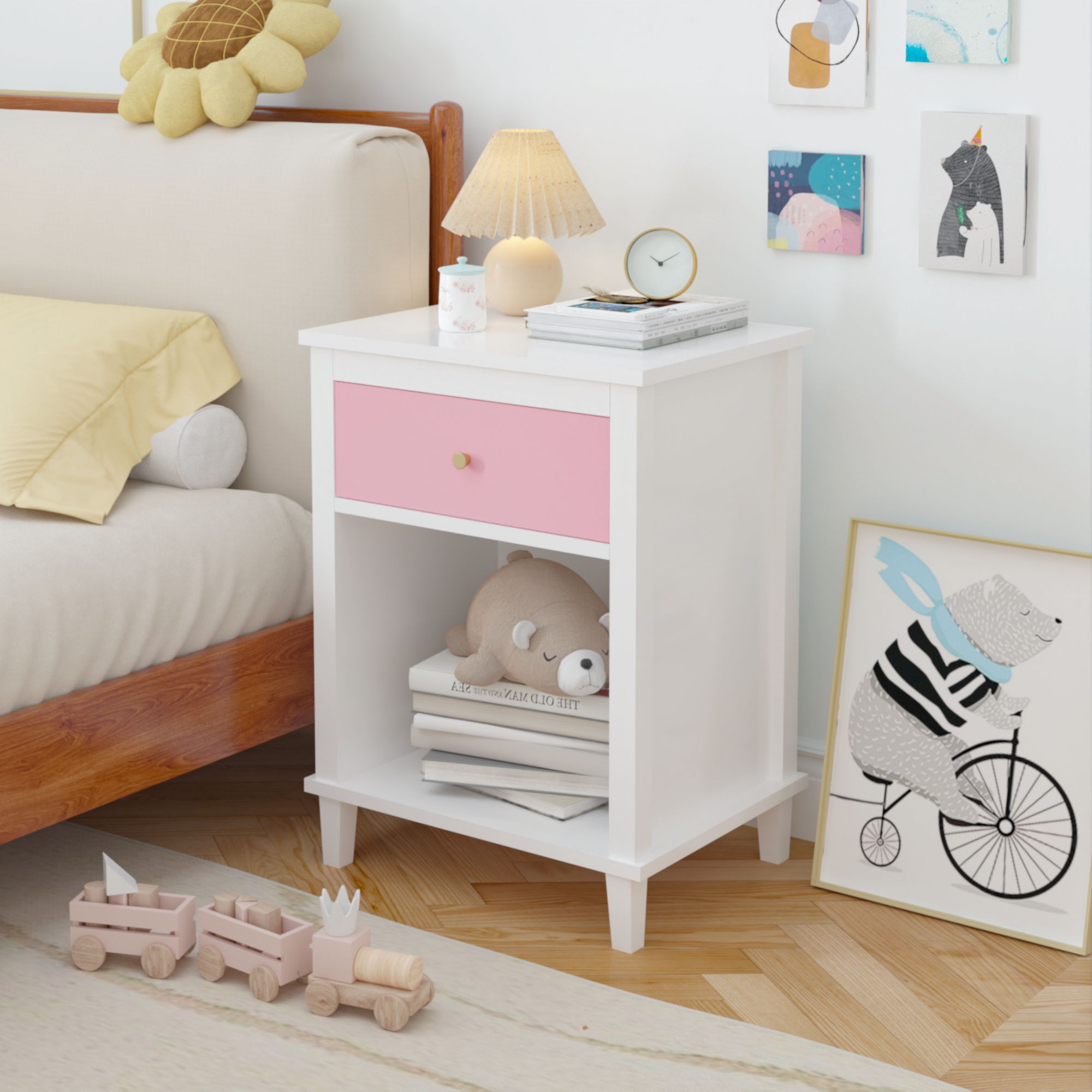 Nightstand With 1 Drawer 1 Shelf