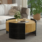 Modern Colorblocked Striped Coffee Table With Flip Top Storage