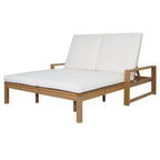 Outdoor Double Lounge Chair With 5 Position Adjustable Backrest