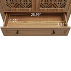 Tall Kitchen Pantry Cabinet With Hollow Carved Doors 2 Drawers And Adjustable Shelves Storage Display Cabinet For Kitchen Dining Room Or Living Room - Walnut