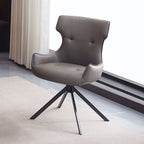 Damita - Camel Synthetic Leather Side Chair With Swivel (Set of 2) - Gray & Black Finsh