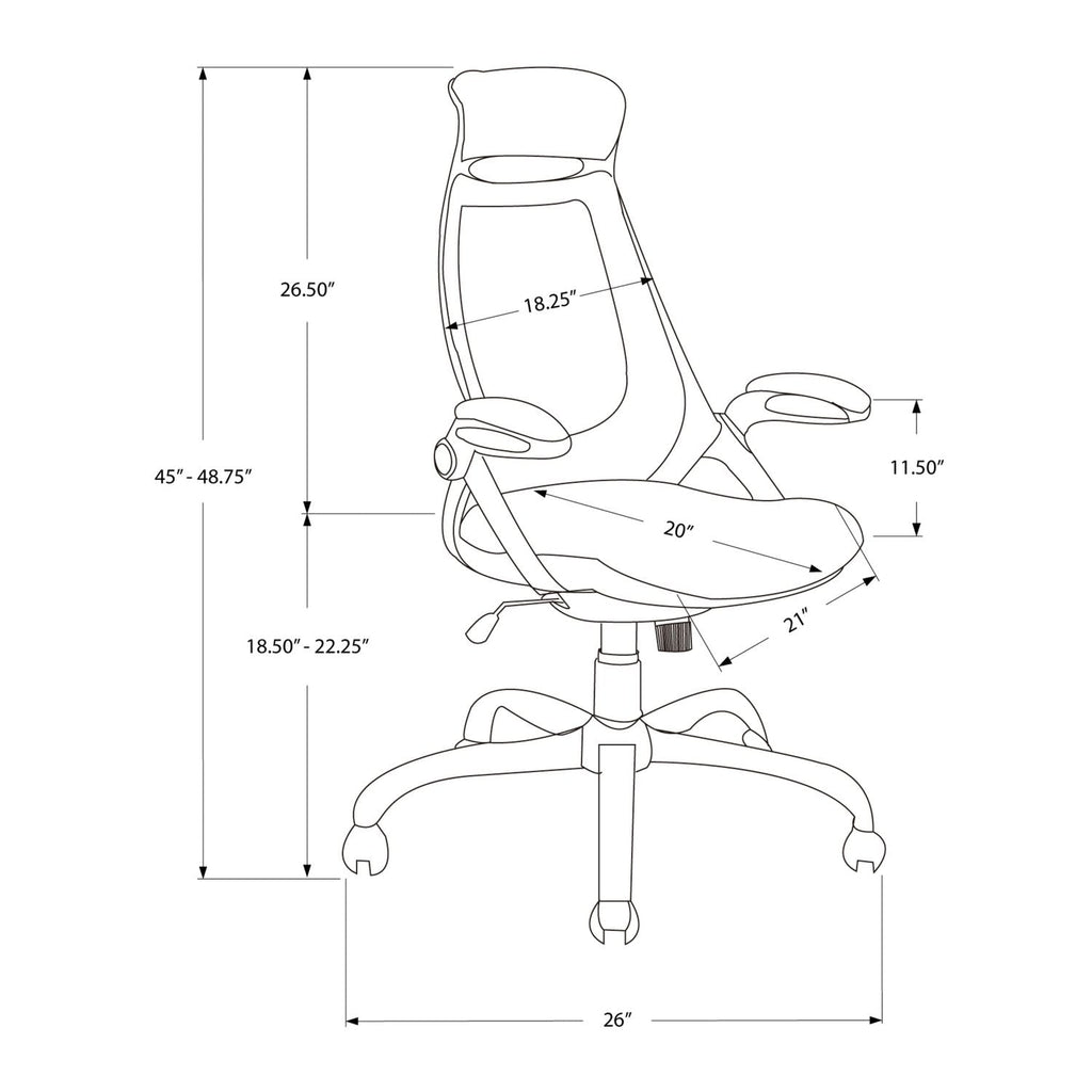 Office Chair, Adjustable Height, Swivel, Ergonomic, Armrests, Contemporary & Modern