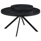Briggs Round Marble Printed Glass Top Coffee Table Black