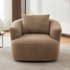 360° Swivel Barrel Sofa Chair With Throw Pillow, Upholstered Accent Chair