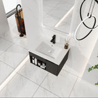 Wall Mounted Floating Bathroom Vanity With Open Shelf & Soft Close Door
