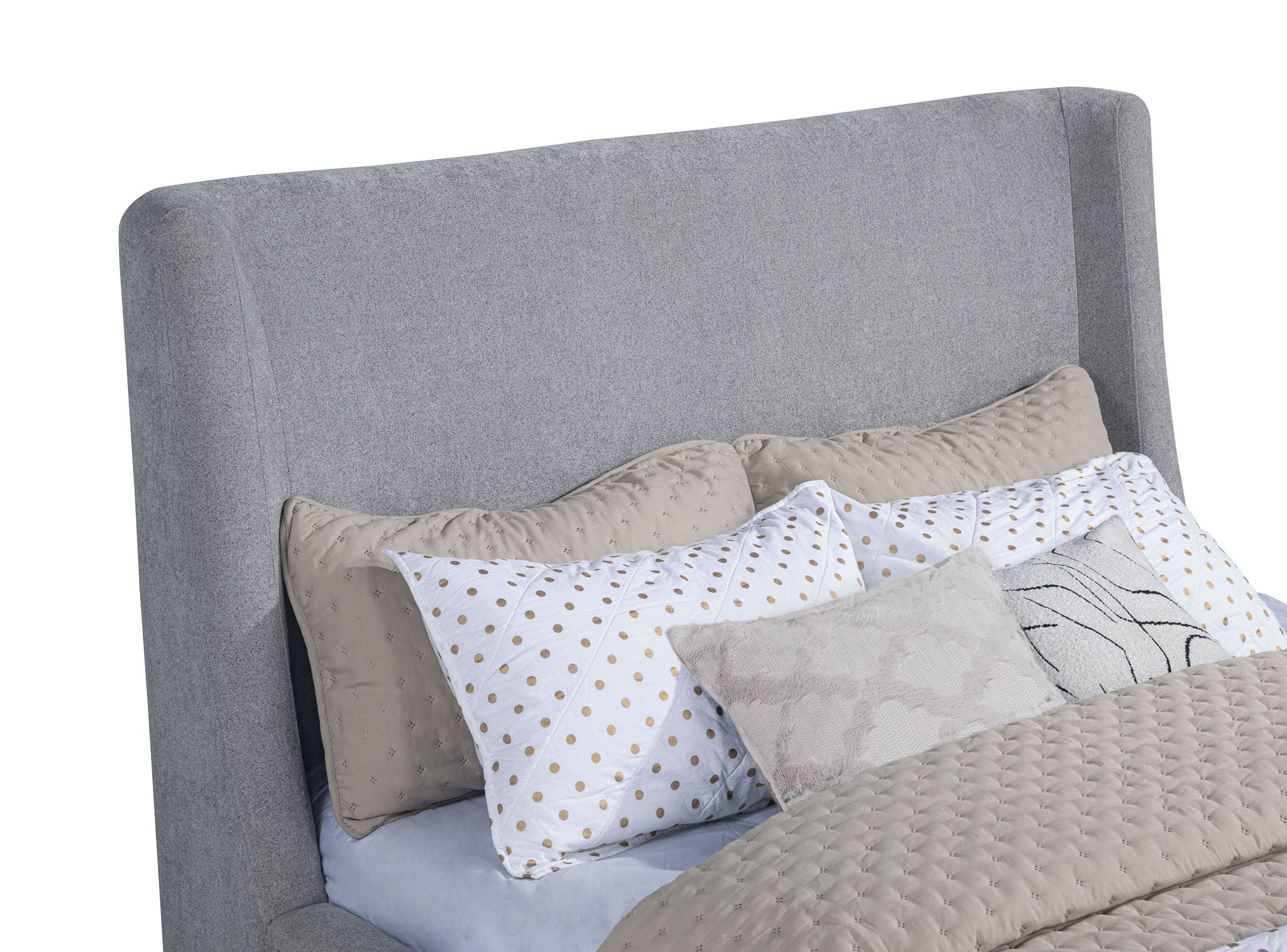 Rennes Upholstered Queen Wingback Platform Bed Grey
