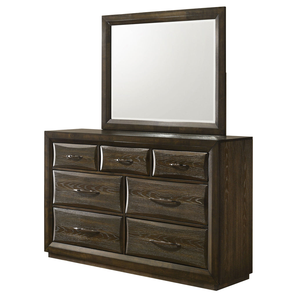 Atlas 7-drawer Bedroom Dresser and Mirror Set Dark Oak