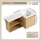 L-Shaped Wall Mounte Floating Bathroom Vanity With Integrated Sink