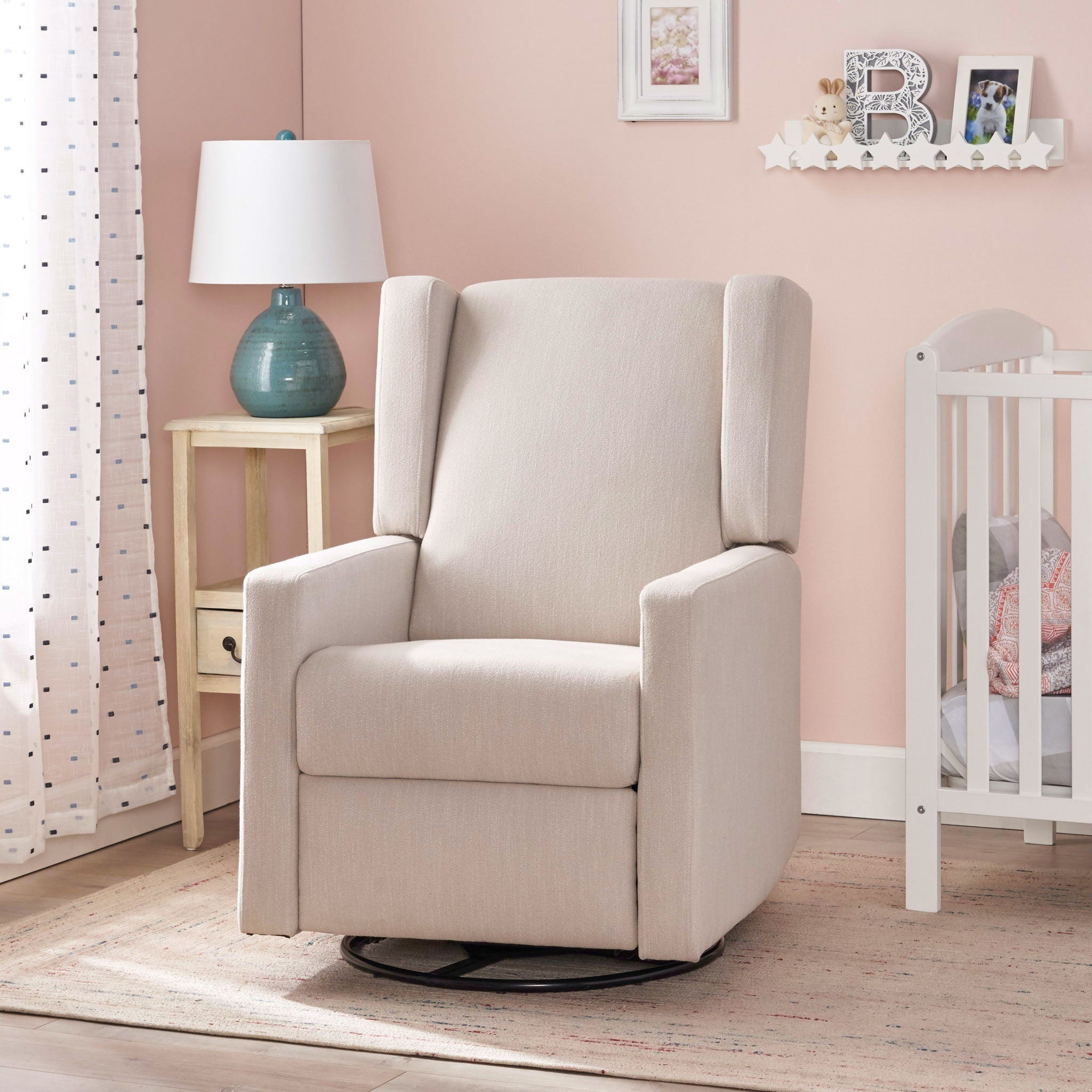 Landau Contemporary Fabric Upholstered Swivel Recliner