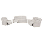 Kennett 3-piece Chenille Power Reclining Sofa Set Ivory