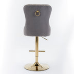 Thick Swivel Barstools Adjusatble Seat Height From 25-33", Modern Upholstered Bar Stools With Backs Comfortable Tufted For Home Pub And Kitchen Island (Set of 2)