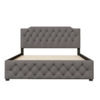 Upholstered Platform Bed With Trundle And 2 Sets Of USB Ports On Each Side, Fabric