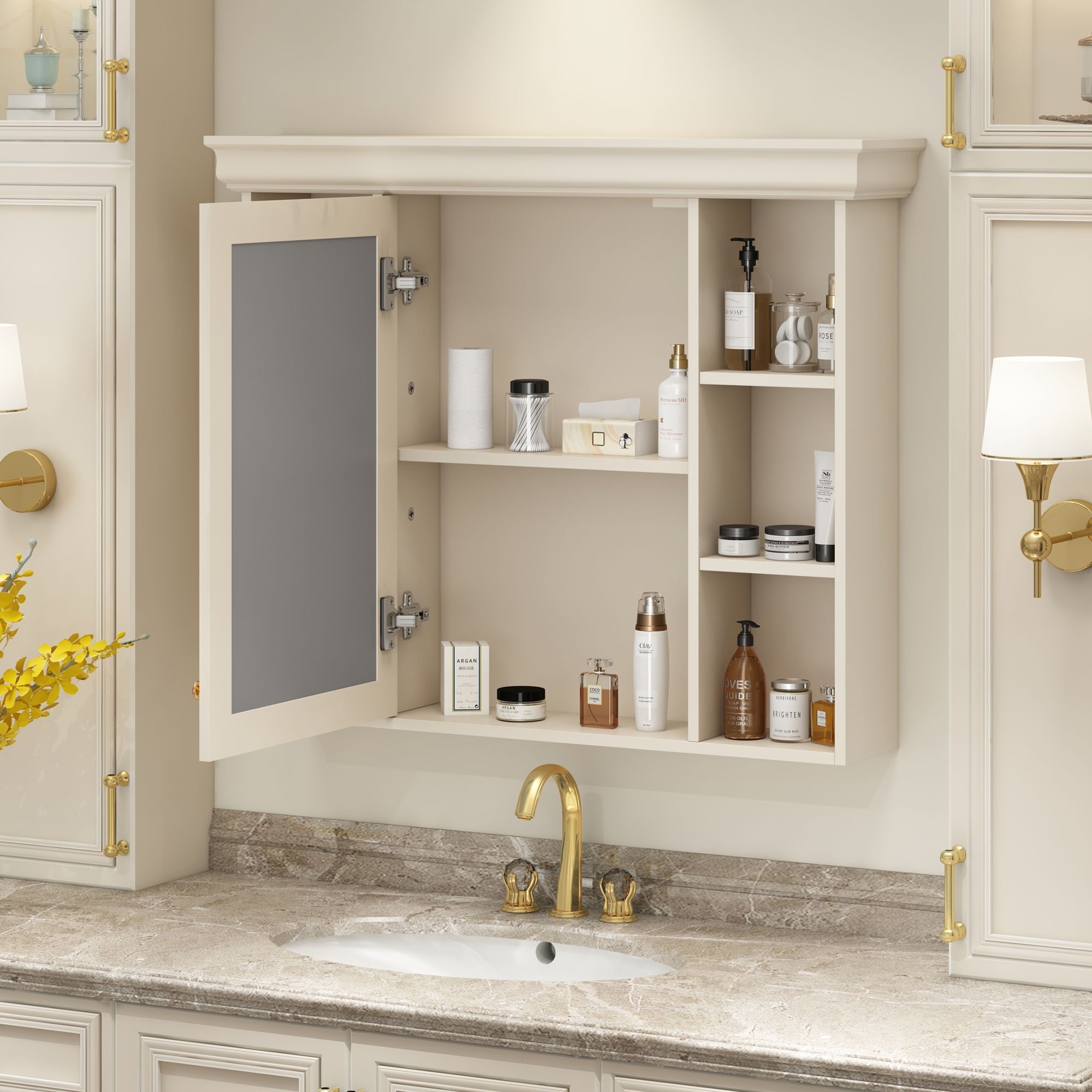 Wall Mounted Bathroom Storage Cabinet With Mirror Door