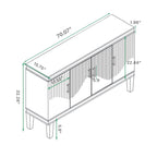 4 Door Cabinet, Large Storage For Living Room - Blue