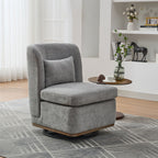 Wide Modern Cushioned Armless Metal Base 360° Swivel Chair With Pillow