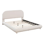Upholstered Platform Bed With Thick Solid Frame And Stylish Curve-Shaped Design