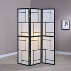 Damis 3-Panel Room Divider Folding Shoji Screen Black