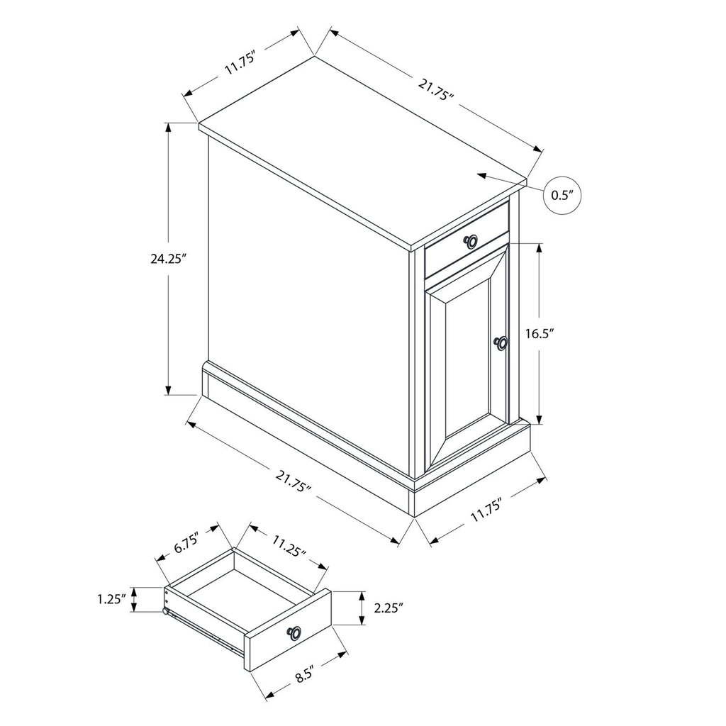 Accent End Table, Storage Drawer, Versatile Design - Espresso