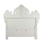 Adara - Eastern King Bed - Pearl White Synthetic Leather & Antique White