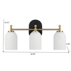 Meadows - 3 Lights Vanity Brush Bathroom Wall Light For Bathroom Over Mirror - Black / Gold / White