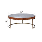 Tamas - 16" Coffee Table - Aluminum & Cocoa Top Grain Leather