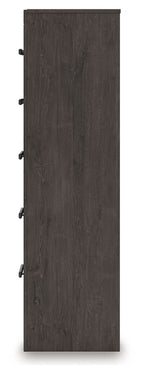 Prendonea - Five Drawer Chest - Charcoal