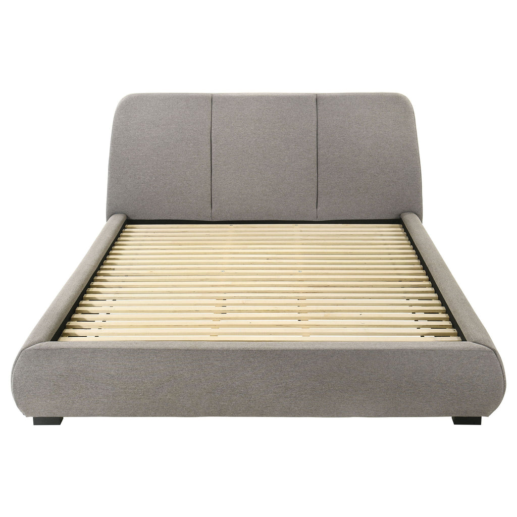 Mokena 46-inch Upholstered Eastern King Platform Bed Taupe