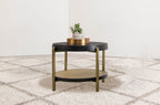 Arini Round End Side Table With Storage Shelf Black