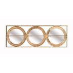 3 Mirror Piece Wall Mirror InRectangular Frame, Home Wall Decor For Bedroom Living Room - Brown