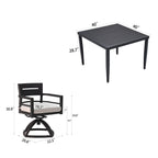 Outdoor Modern Dining Set, Chairs Sunbrella Cushioned And Dining Table With Umbrella Hole