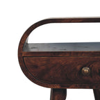 Circular Bedside Table With Open Slot - Walnut