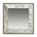 Antique Rectangle Mirror With Floral Accents, Mirrored Display Tray, Hanging Wall Mirror