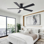 Low Profile Flush Mount Intergrated LED Ceiling Fan With Light And Reversible Quiet Motor