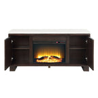 Edwyn - Server With Fireplace - Natural Marble Top & Espresso