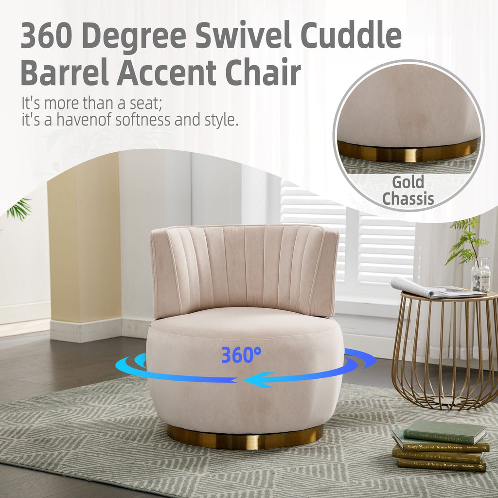 360 Degree Swivel Cuddle Barrel Accent Sofa Chair