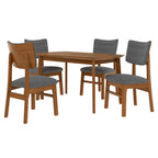 Dining Table Set For 4, Solid Wood Dining Table And Solid Wood Chairs, 5 Pieces Farmhouse Dining Table And 4 Upholstered Chairs - Brown / Gray