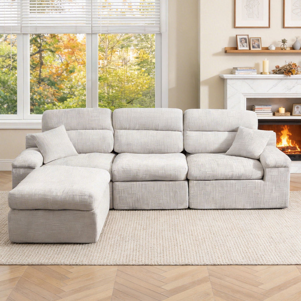 Corner Chaise Sofa With High Backrest