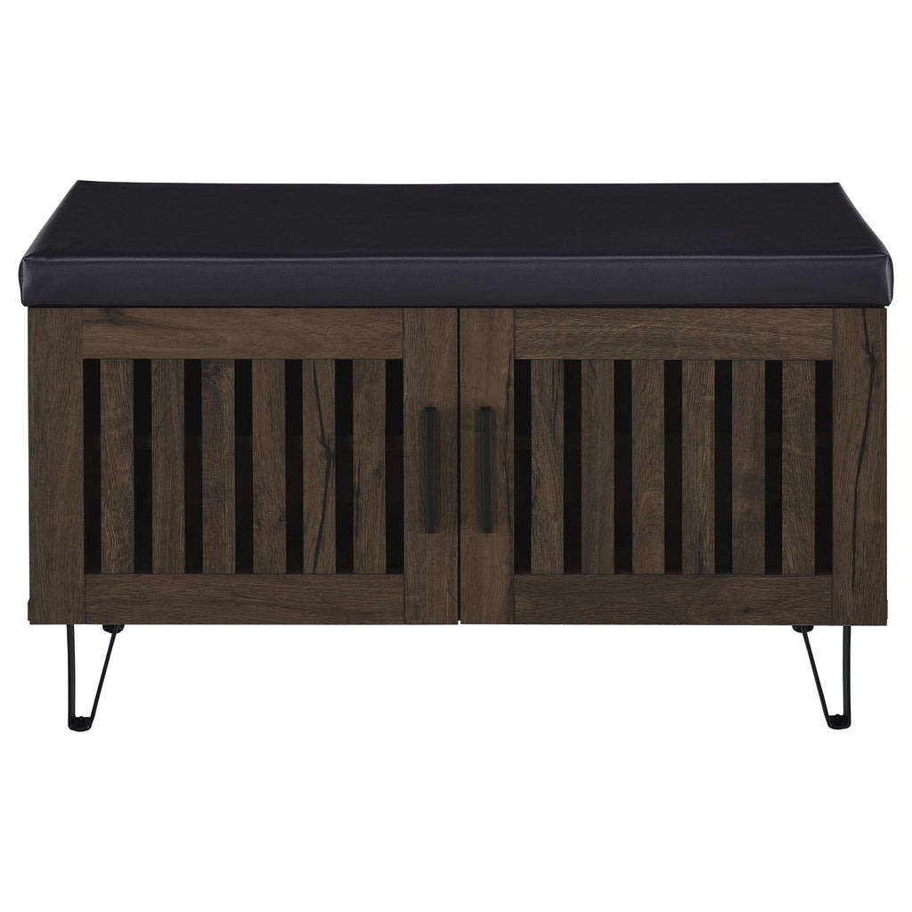 Brixton 2-door Padded Entryway Shoe Storage Bench Smoked Oak