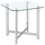 Cronin Square Tempered Glass Top Side End Table Chrome