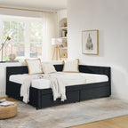 Upholstered Tufted Daybed Frame With Storage Drawers