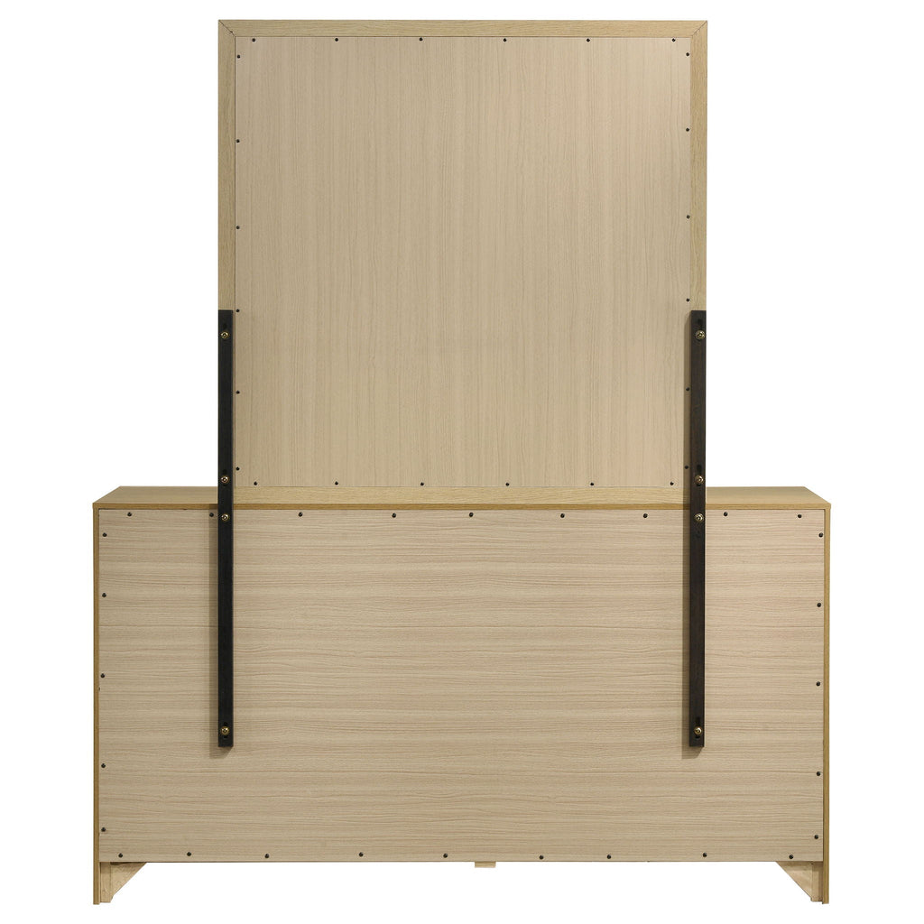 Hendricks 6-drawer Bedroom Dresser and Mirror Light Oak