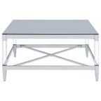 Lindley Square Tempered Mirror Acrylic Coffee Table Chrome