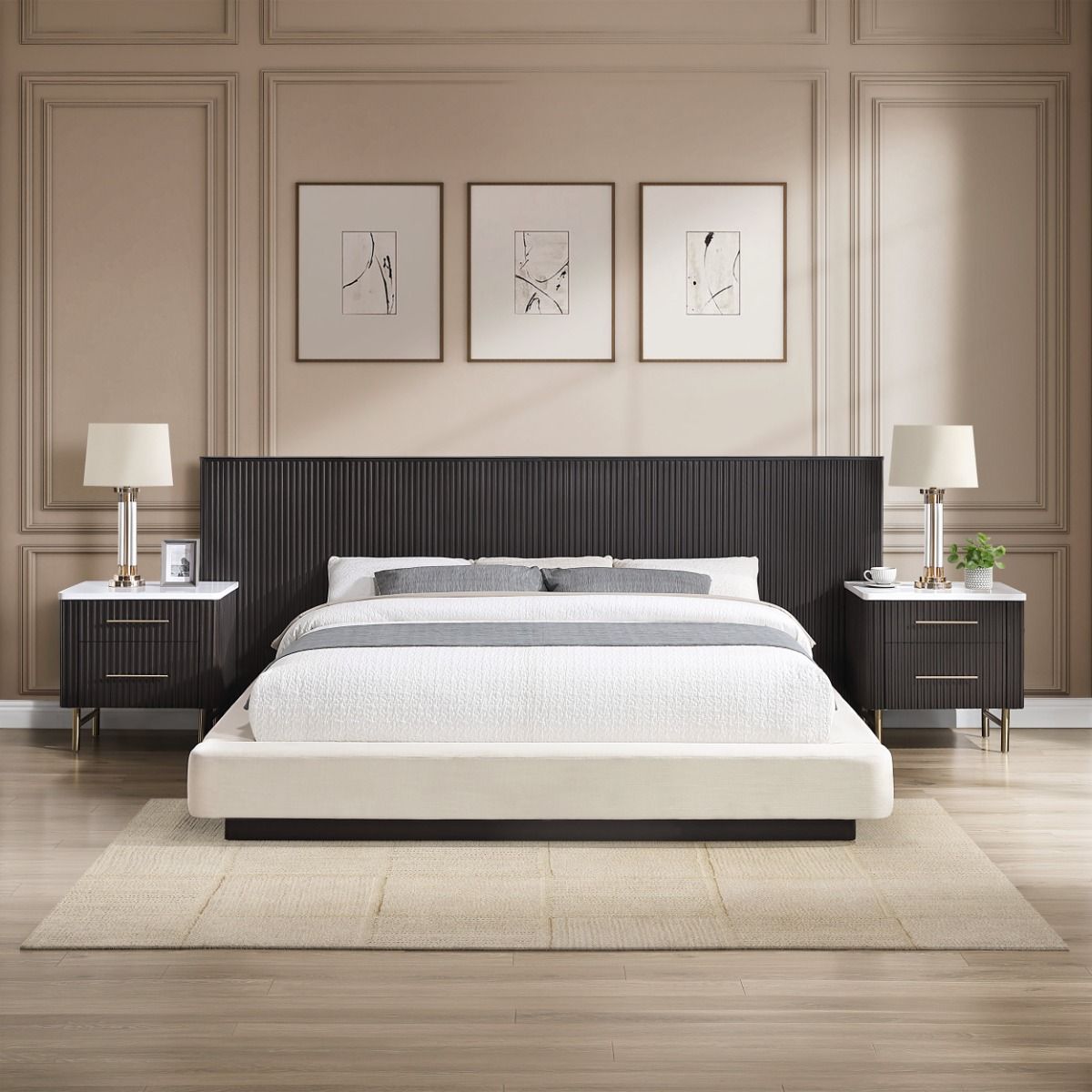 Clayten - Queen Bed - Beige / Espresso
